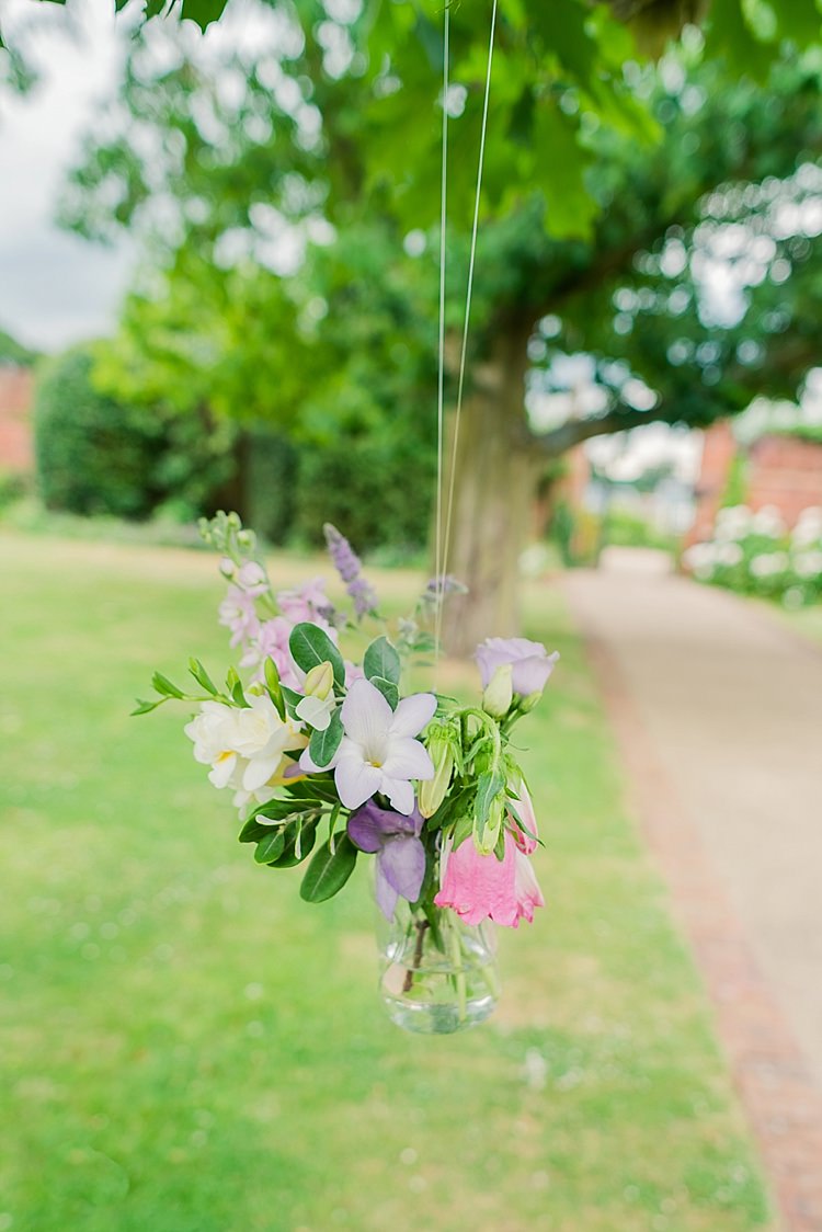 Hanging Jar Flowers Outdoors Pretty Light English Country Garden Wedding http://kerriemitchell.co.uk/