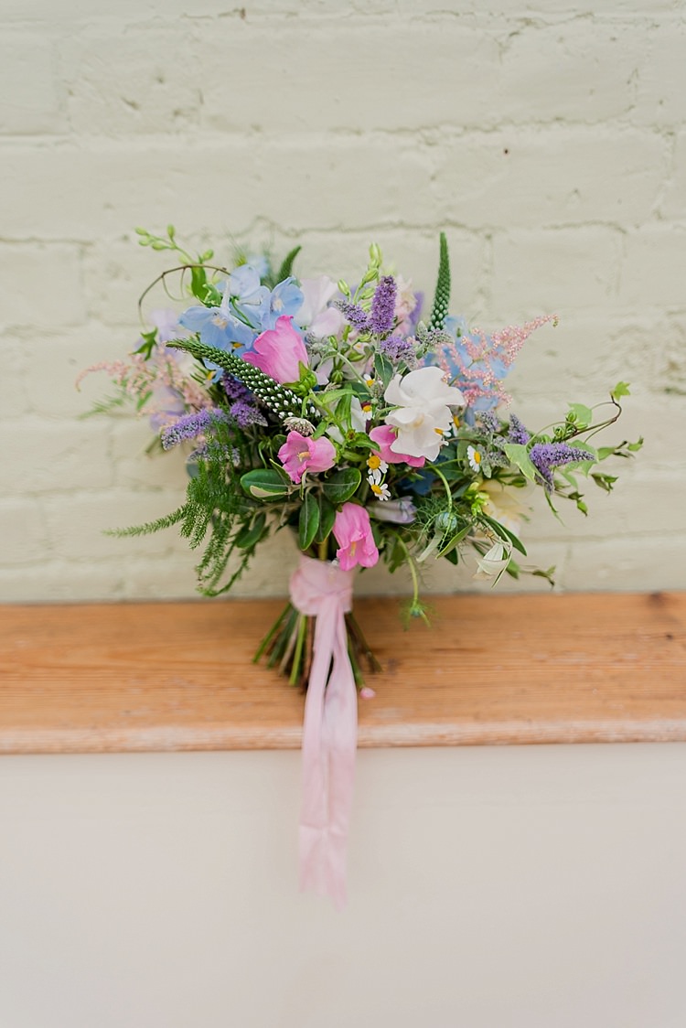 Bouquet Flowers Bride Bridal Pastel Pink Blue Rubbon Summer Pretty Light English Country Garden Wedding http://kerriemitchell.co.uk/