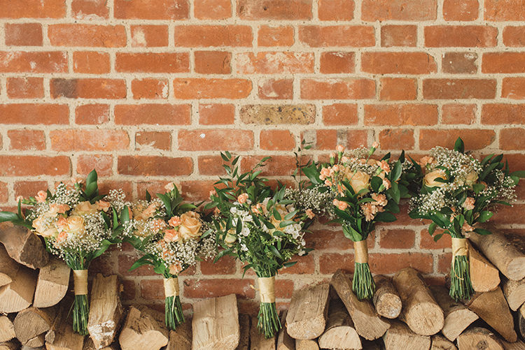 Bouquets Flowers Peach Rose Bride Bridal Bridesmaid DIY Rustic Woodland Marquee Wedding http://www.rebeccadouglas.co.uk/