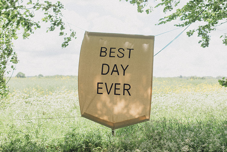 Best Day Ever Banner Sign Decor DIY Rustic Woodland Marquee Wedding http://www.rebeccadouglas.co.uk/