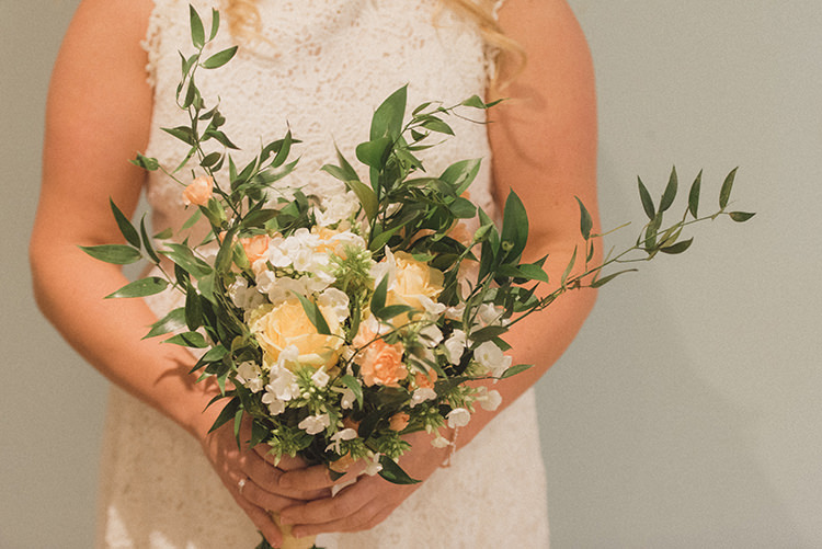 Peach Rose Bouquet Flowers Bride Bridal DIY Rustic Woodland Marquee Wedding http://www.rebeccadouglas.co.uk/