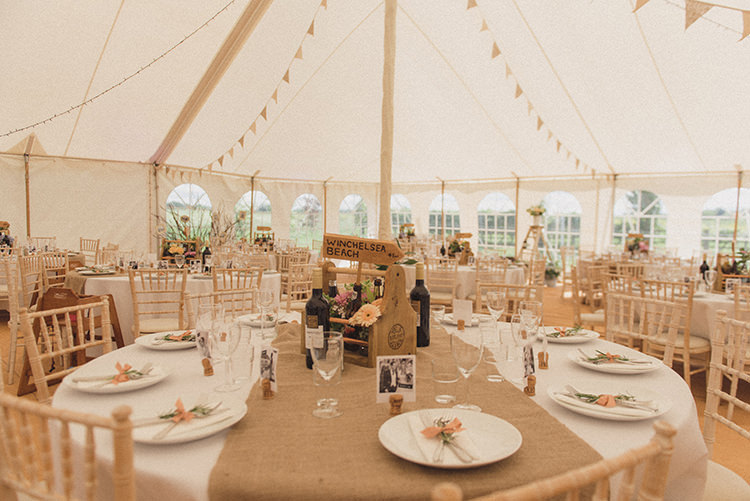 Bunting Decor DIY Rustic Woodland Marquee Wedding http://www.rebeccadouglas.co.uk/