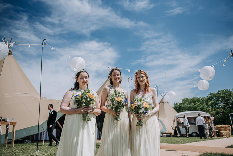 Mismatched Yellow Bridesmaids Flower Crowns DIY Outdoor Tipi Vineyard Wedding http://www.kazooieloki.co.uk/