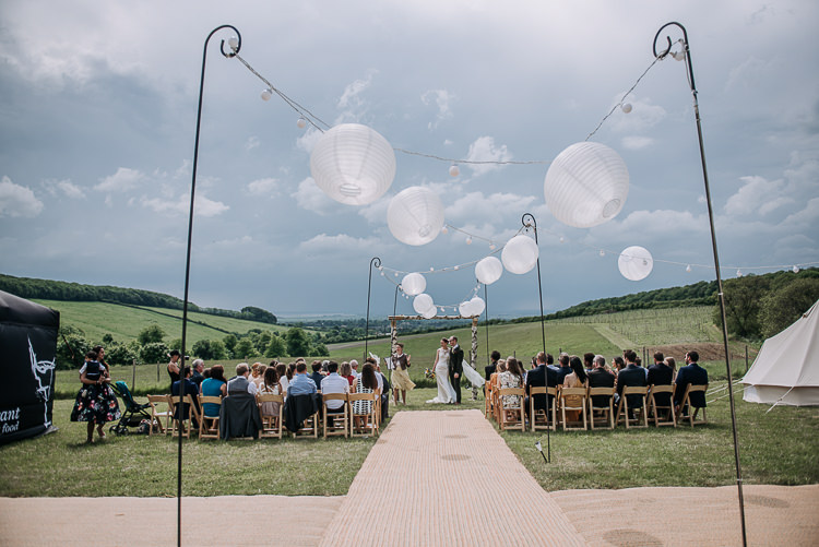 Lanterns Fairylights Aisle UK DIY Outdoor Tipi Vineyard Wedding http://www.kazooieloki.co.uk/
