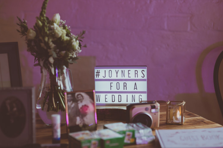 Light Box Sign Urban Industrial Chic Warehouse Wedding http://sashaweddings.co.uk/