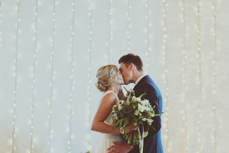 Fairy Light Curtain Ceremony Urban Industrial Chic Warehouse Wedding http://sashaweddings.co.uk/