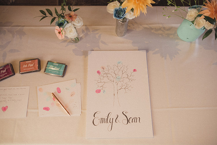 Finger Print Tree Guest Book Relaxed Home Made Love Barn Wedding http://www.rebeccadouglas.co.uk/