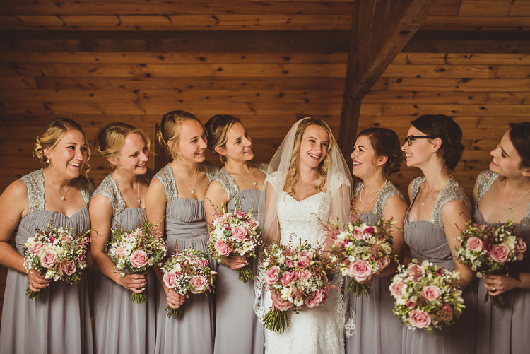Bride Bridal Maggie Sottero Veil ASOS Bridesmaids Grey Pink Embellished Bouquets Enchanting Woods Inspired Country Wedding http://alexapenberthy.com/
