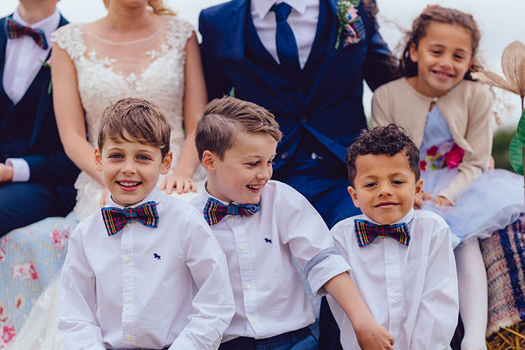 Page Boys Tartan Bow Ties Humanist Hand Made Orchard Garden Wedding http://www.curiousrosephotography.com/