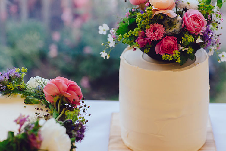 Buttercream Cake Flowers Floral Peonies Single Tier Humanist Hand Made Orchard Garden Wedding http://www.curiousrosephotography.com/