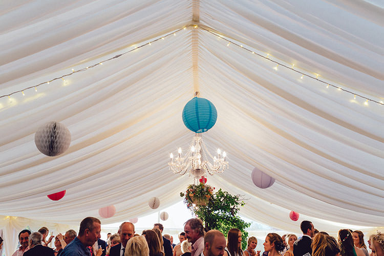 Marquee Lining Fairy Lights Paper Lanterns Humanist Hand Made Orchard Garden Wedding http://www.curiousrosephotography.com/