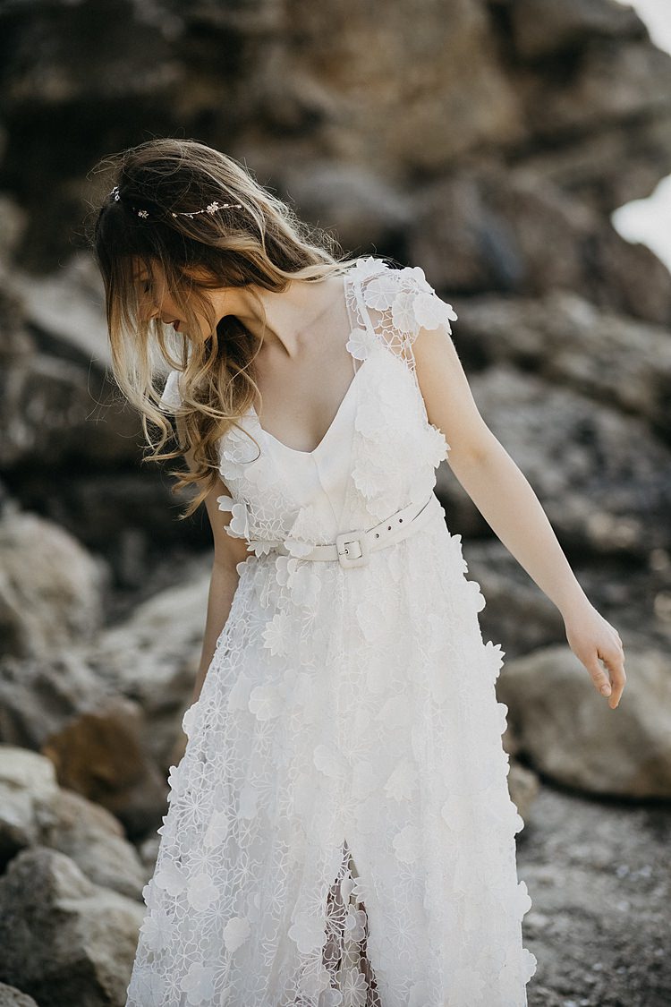 Bride Belt Rocks Beach Whimsical Greenery Wedding Ideas Sea http://eglejo.lt/