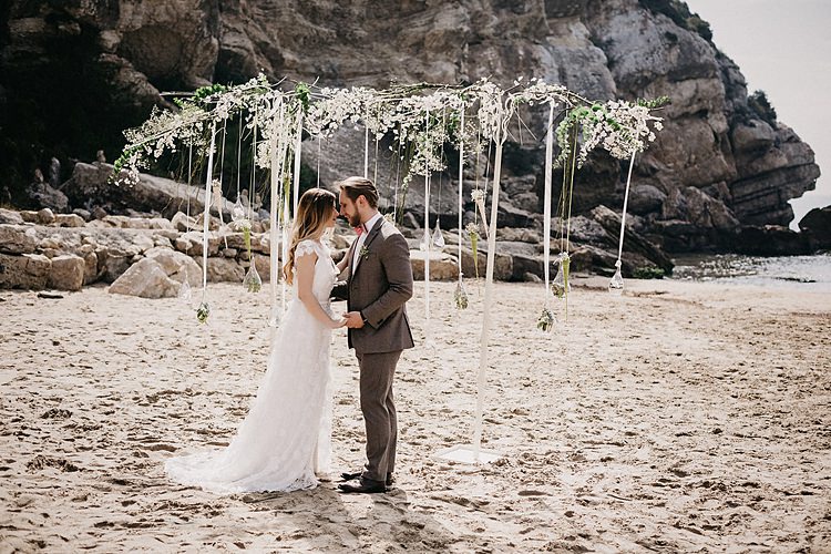 Bride Groom Ribbon Arch Whimsical Greenery Wedding Ideas Sea http://eglejo.lt/
