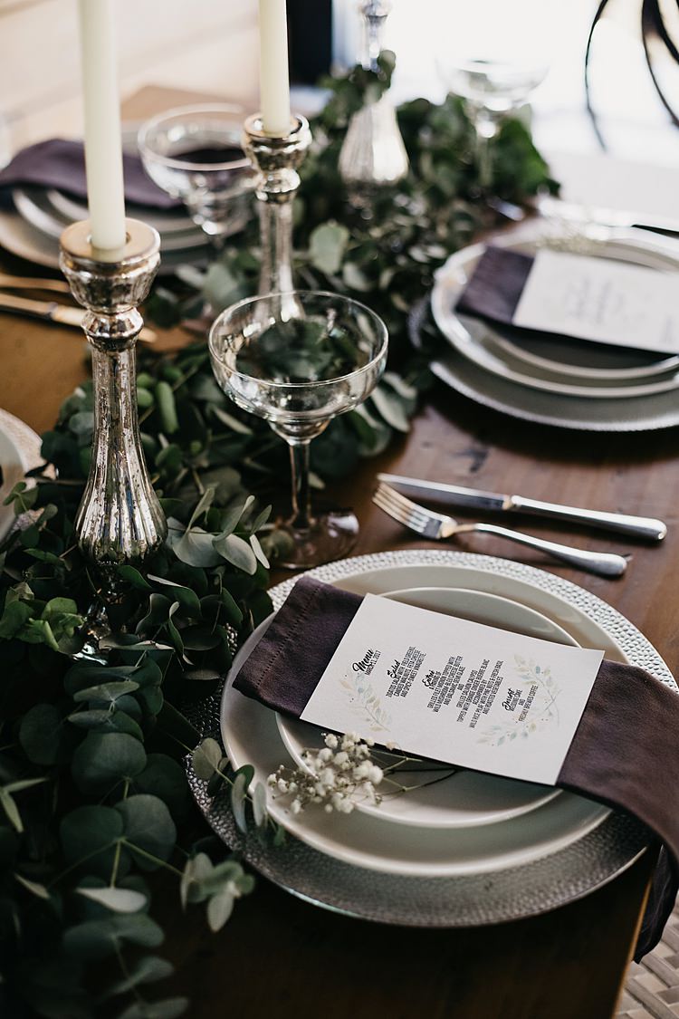 Table Setting Whimsical Greenery Wedding Ideas Sea http://eglejo.lt/