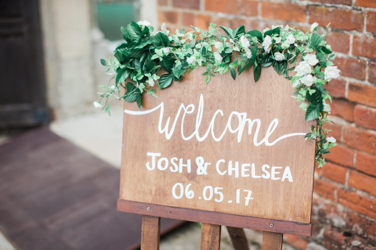 Wooden Sign Calligraphy Greenery Beautifully Authentic Rustic Country House Wedding https://www.nikkismoments.com/