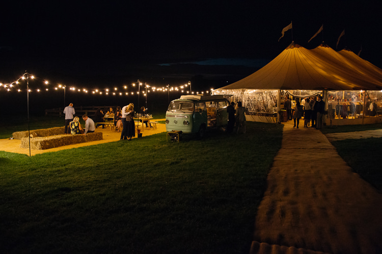 Papakata Sperry Tent Festoon Lighting Hay Bales VW Camper Outdoor Farm Wedding 1970s Dress https://www.magdak.co.uk/