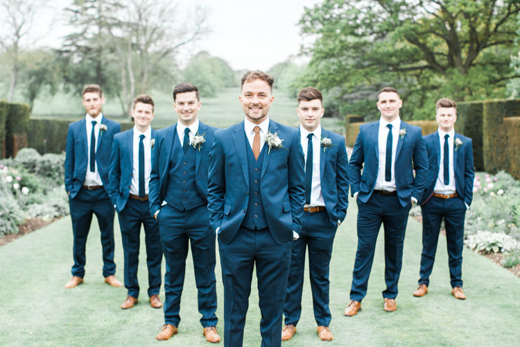 Groom Groomsmen Navy Suit Tan Accessories Beautifully Authentic Rustic Country House Wedding https://www.nikkismoments.com/