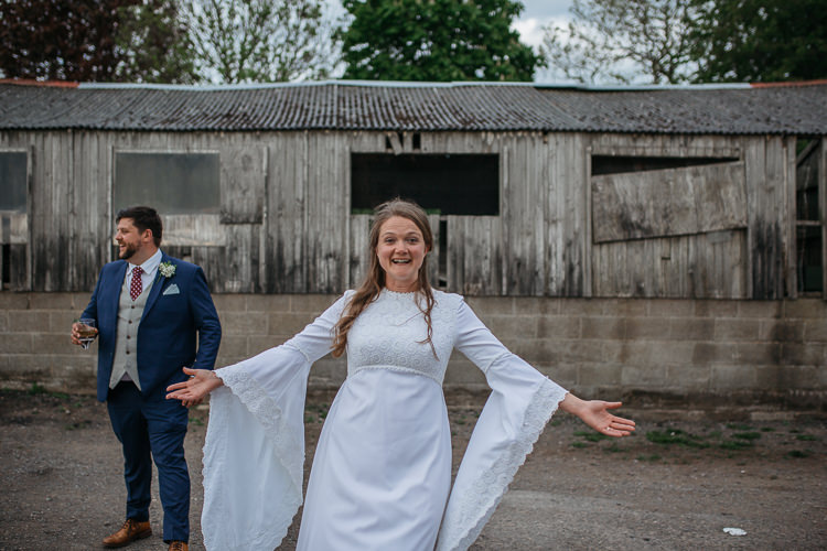 Bride Bridal Dress Gown Vintage Mum's Mother's Bespoke Groom Outdoor Farm Wedding 1970s Dress https://www.magdak.co.uk/