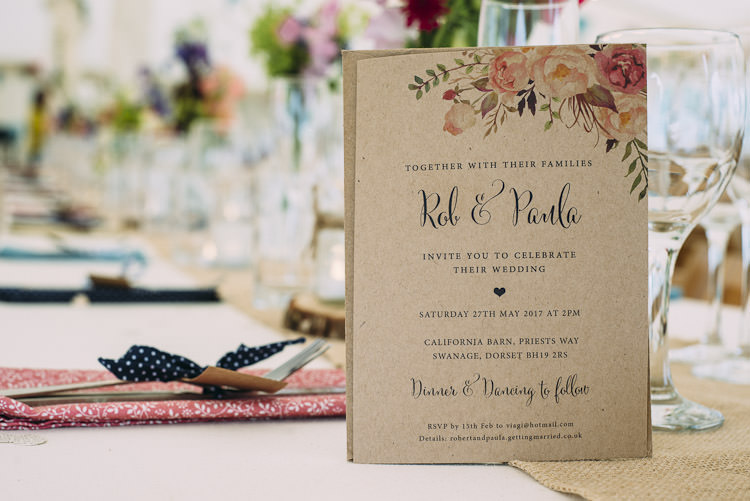 Invitation Floral Rustic Fun Laid Back DIY Rustic Marquee Wedding http://www.louisegriffinphotography.com/
