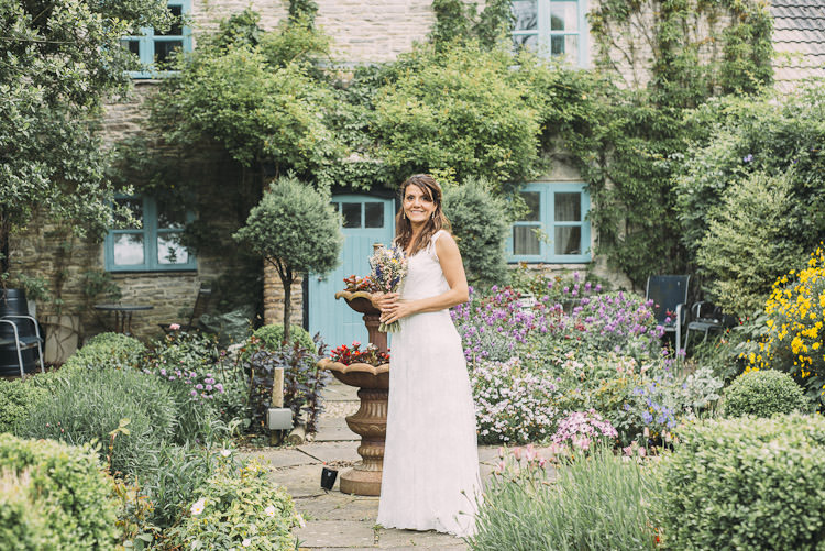 Bride Bridal Charlie Brear Dress Gown Sleeveless Overlay Dried Flower Bouquet Fun Laid Back DIY Rustic Marquee Wedding http://www.louisegriffinphotography.com/