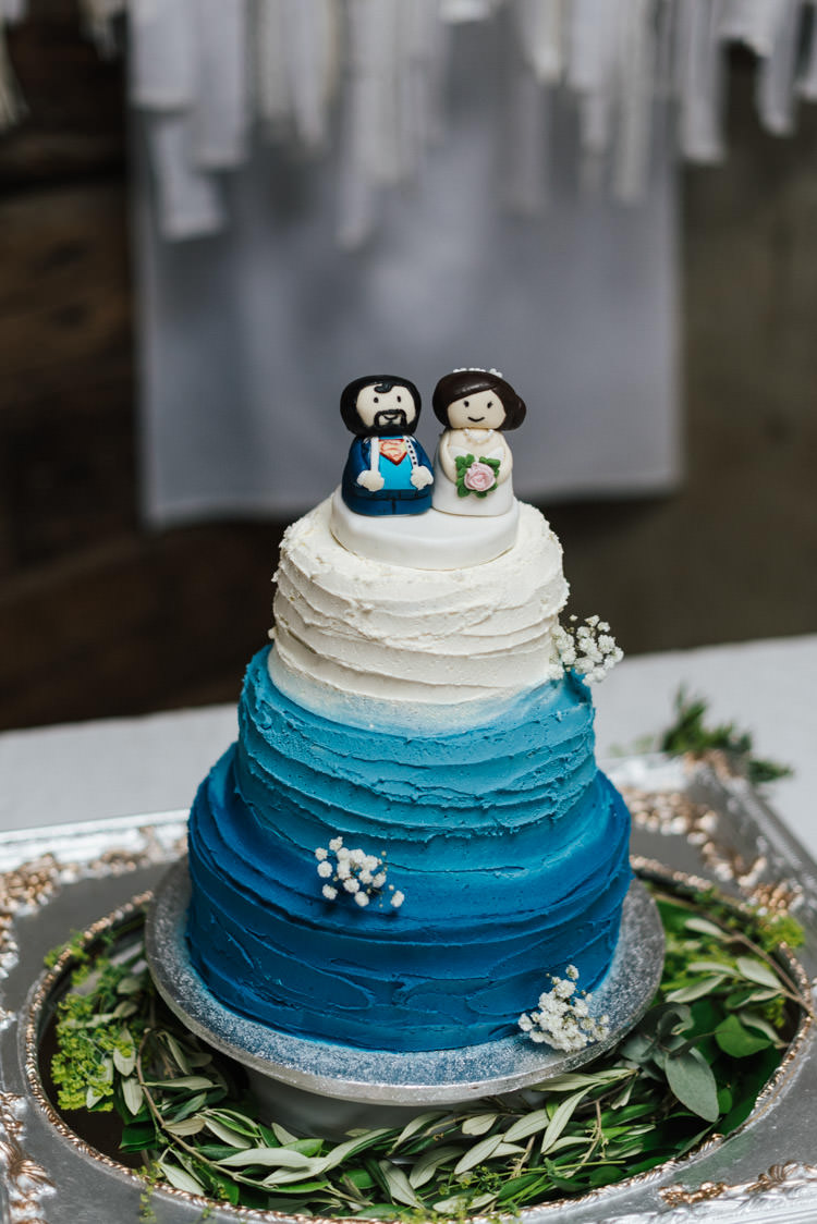Blue Ombre Buttercream Cake Topper Whimsical Wedding Sea Rustic Barn http://sugarbirdphoto.co.uk/