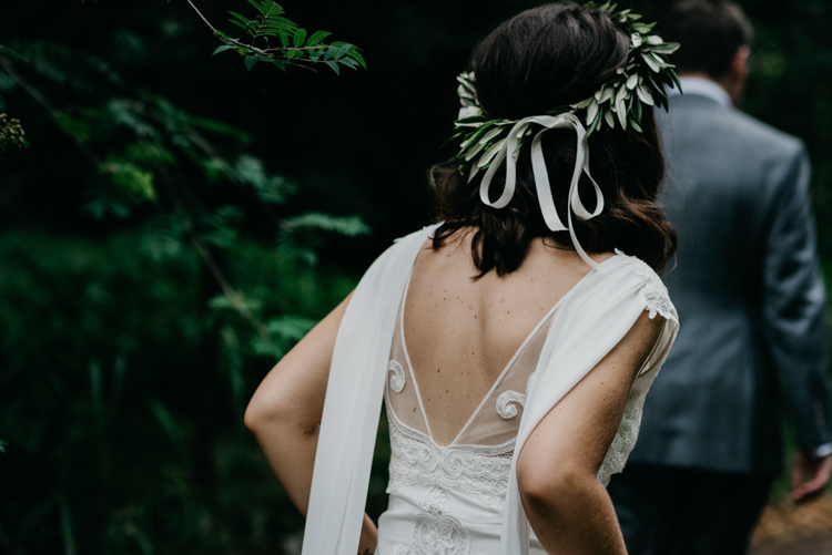 Olive Leaf Leaves Flower Crown Bride Bridal Ribbon Boho Fun Loving University Wedding http://andrewbrannanphotography.co.uk/