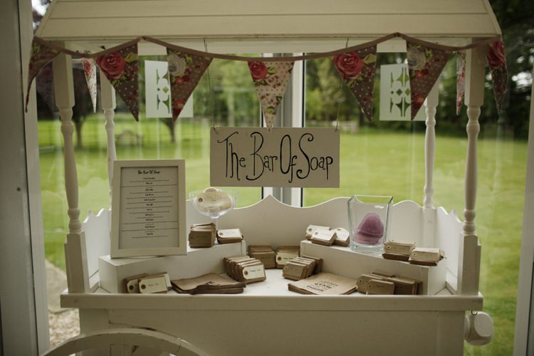 Bar Soap Favours Cart Stand Station Nostalgic Playful Greenery Floral Garden Wedding http://jesspetrie.com/