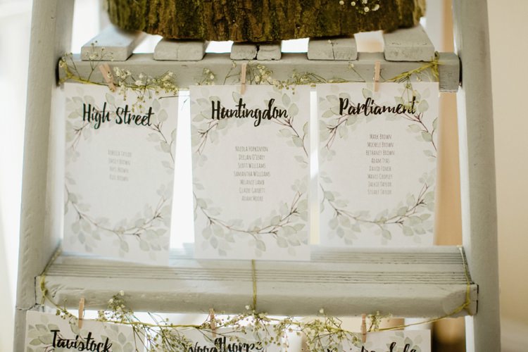 Ladder Seating Plan Table Chart Nostalgic Playful Greenery Floral Garden Wedding http://jesspetrie.com/ 