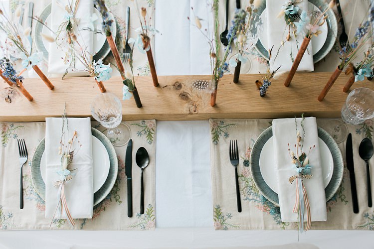 Place Setting Table Decor Tablescape Floral Placemats Flowers Bohemian Natural Wedding Ideas http://www.sarahjanesphotography.com/