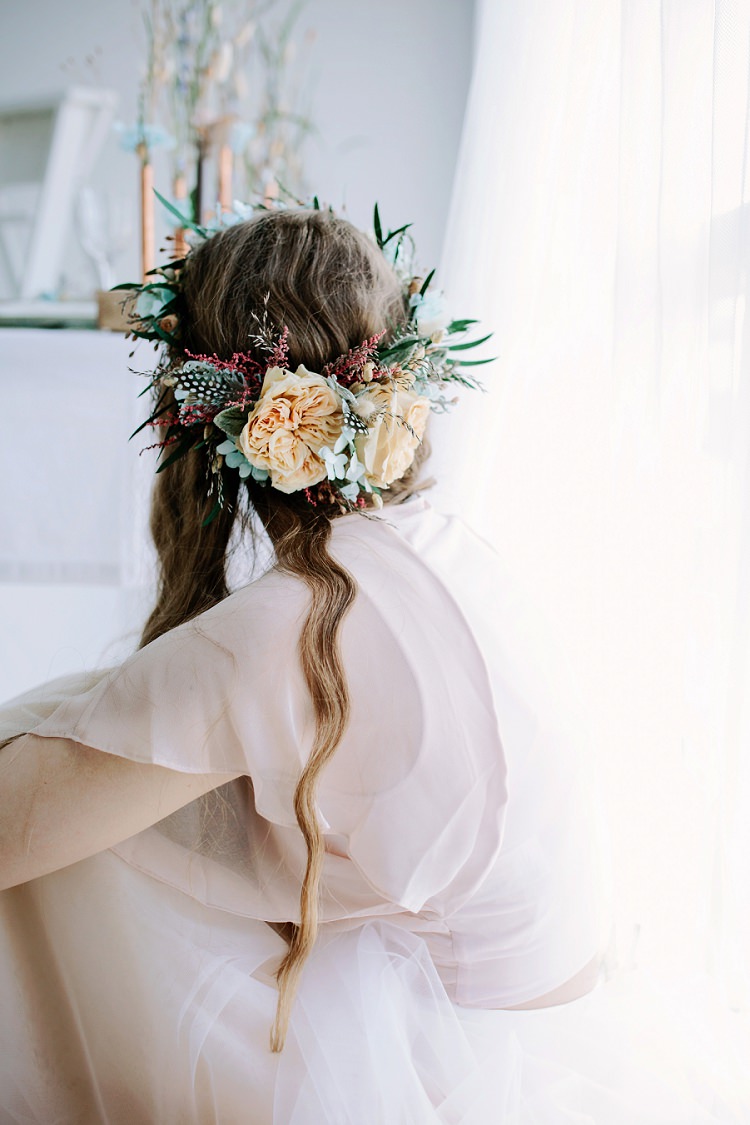 Flower Crown Bride Bridal David Austin Rose Bohemian Natural Wedding Ideas http://www.sarahjanesphotography.com/