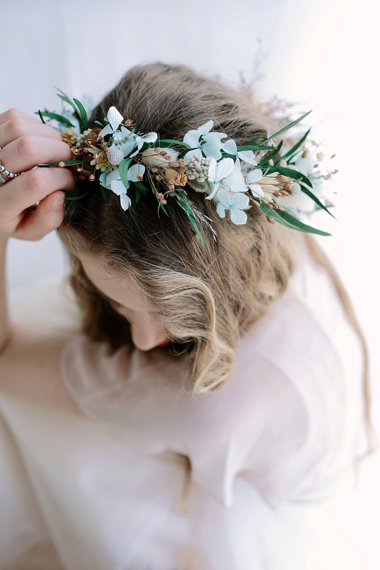 Dried Flower Crown Bride Bridal Seeds Bohemian Natural Wedding Ideas http://www.sarahjanesphotography.com/