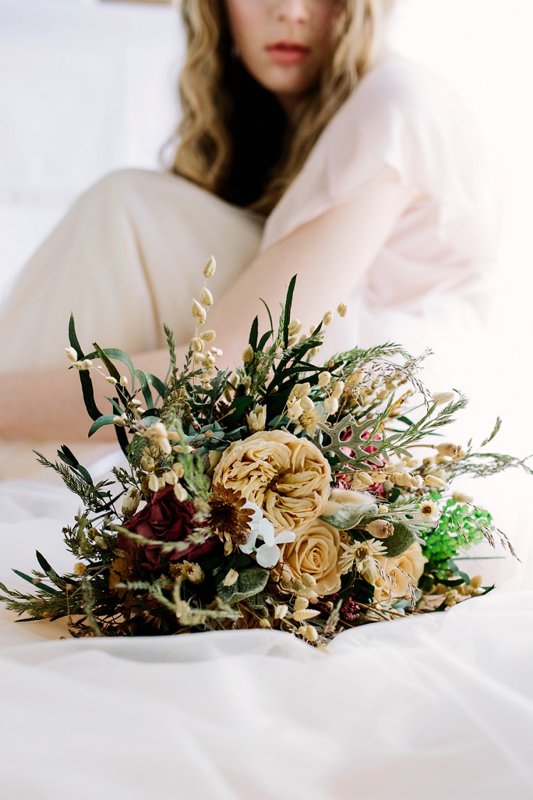 Bouquet Flowers Bride Bridal Dried Seeds Bohemian Natural Wedding Ideas http://www.sarahjanesphotography.com/