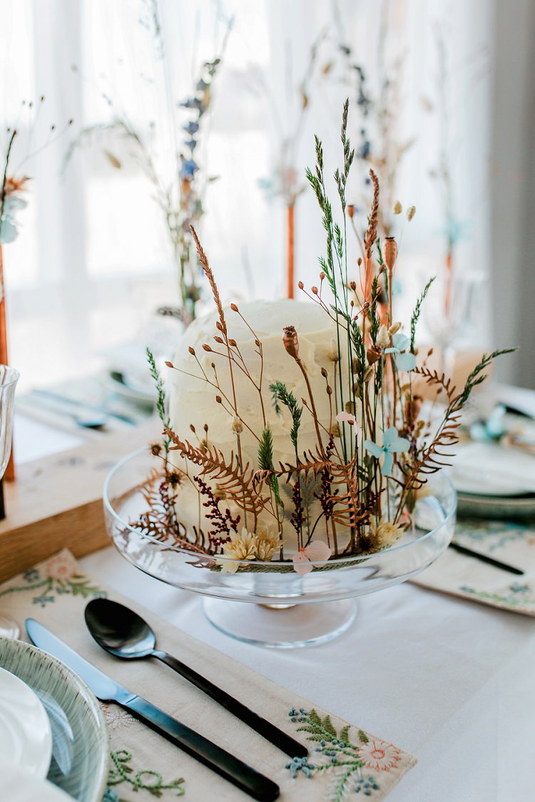 Rustic Buttercream Cake Flowers Dried Seeds Bohemian Natural Wedding Ideas http://www.sarahjanesphotography.com/