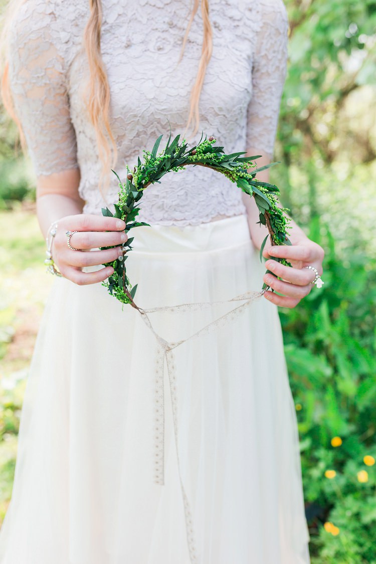 Greenery Foliage Flower Crown Bride Bridal Bohemian Natural Wedding Ideas http://www.sarahjanesphotography.com/