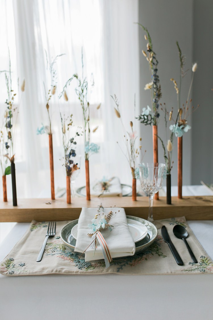 Decor Flowers Place Setting Tablescape Bohemian Natural Wedding Ideas http://www.sarahjanesphotography.com/