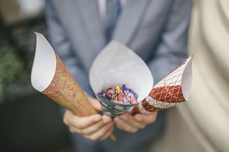 Confetti Cones Colourful Home Made Vintage City Wedding http://kat-hill.com/