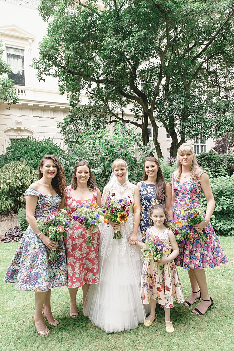 Floral Bridesmaid Dresses 50s Prom Colourful Home Made Vintage City Wedding http://kat-hill.com/