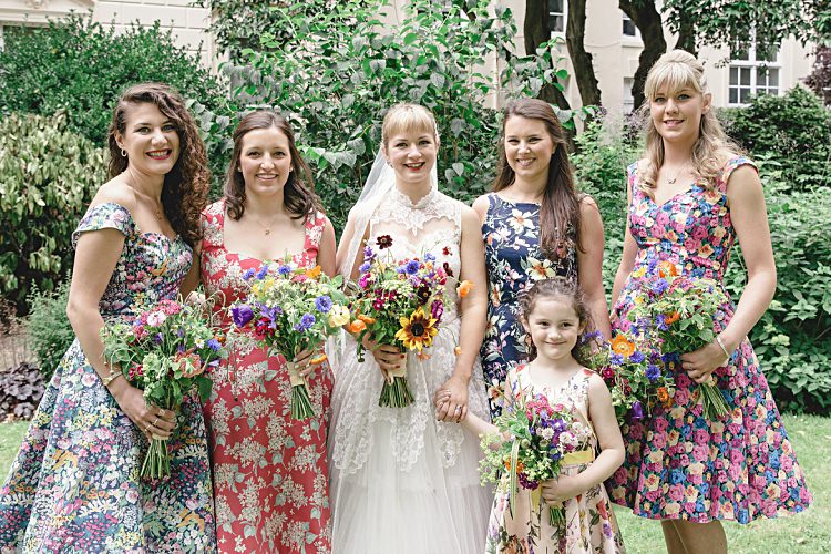 Floral Bridesmaid Dresses Prom 50s Colourful Home Made Vintage City Wedding http://kat-hill.com/