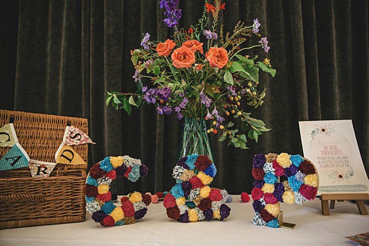 Pom Pom Letters Decor Colourful Home Made Vintage City Wedding http://kat-hill.com/