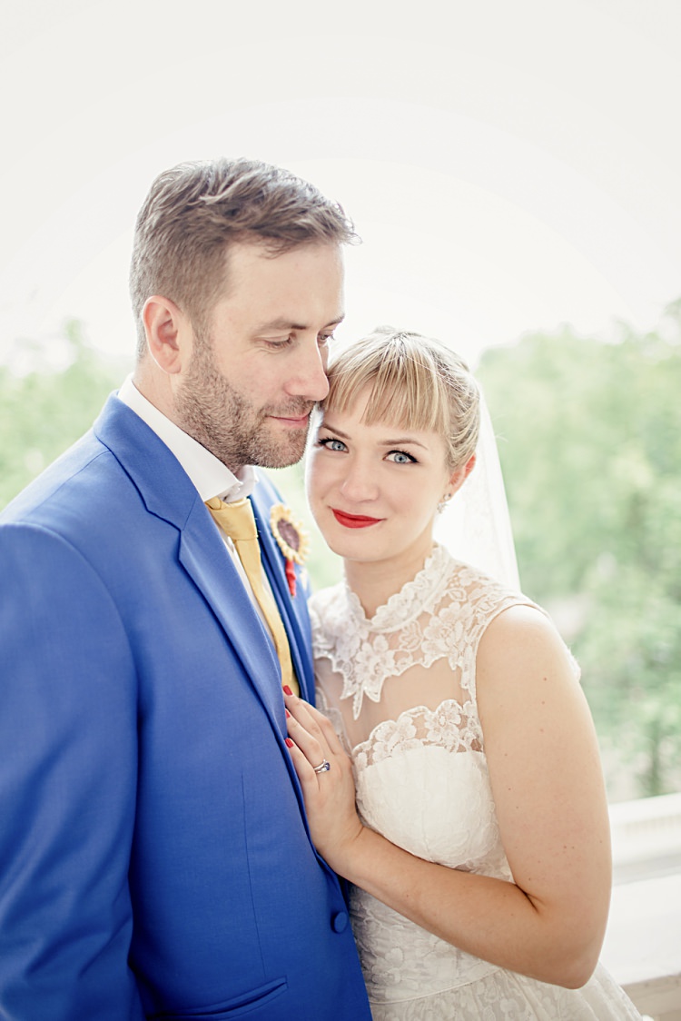 Bride Bridal Make Up Red Lips Lipstick Colourful Home Made Vintage City Wedding http://kat-hill.com/