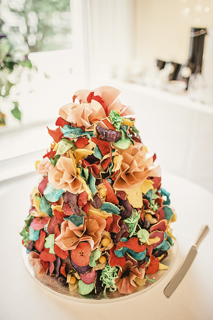 Rainbow Ruffle Cake Petals Colourful Home Made Vintage City Wedding http://kat-hill.com/