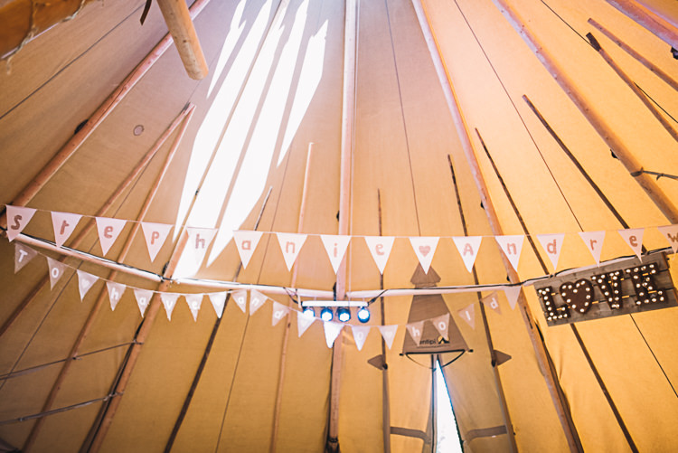Personalised Bunting Rustic Boho Summer Tipi Wedding https://www.luciewatsonphotography.com/