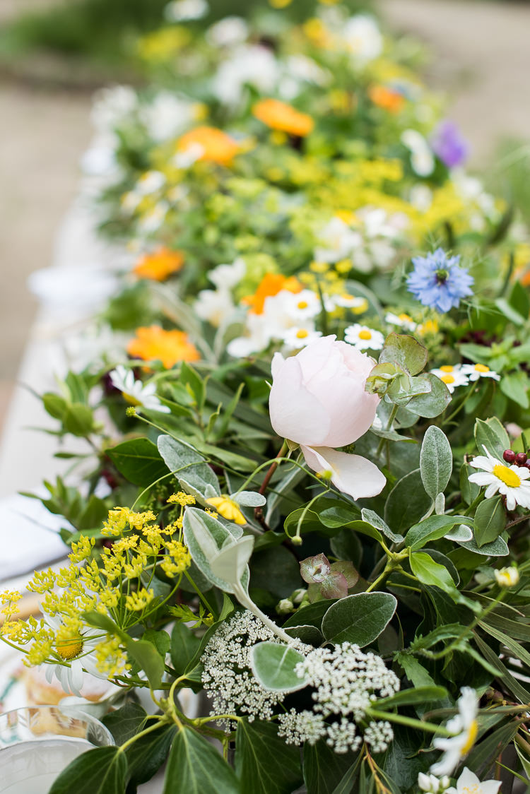 Sage Daisy Rose Michaelmas Gypsophila Flower Floral Trough Pretty Urban Nature Wedding Ideas http://www.fionasweddingphotography.co.uk/