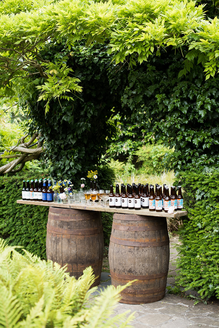 Barrel Table Inkspot Brewery Beer Vintage Glass Bottle Pretty Urban Nature Wedding Ideas http://www.fionasweddingphotography.co.uk/