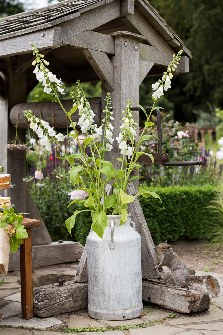 Metal Steel Milk Churn Flower Floral Foxglove White Pretty Urban Nature Wedding Ideas http://www.fionasweddingphotography.co.uk/