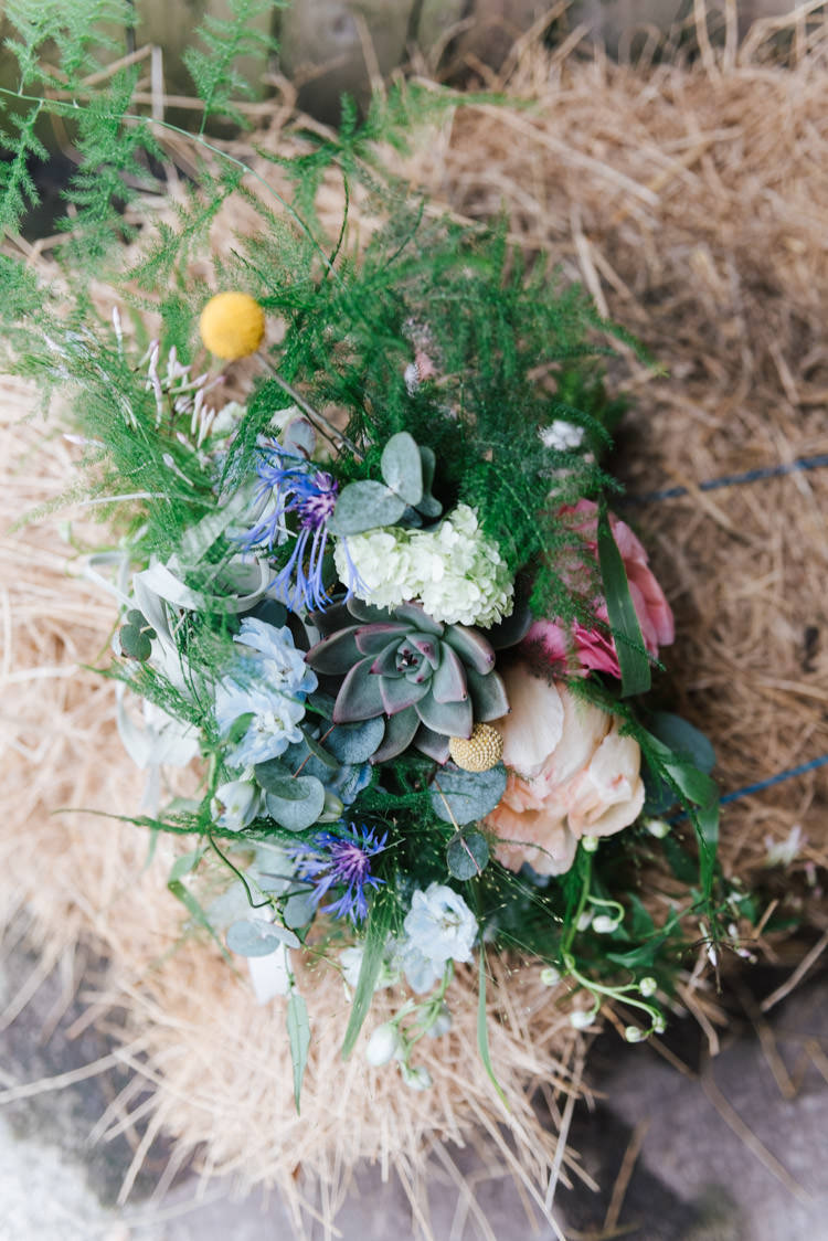 Bouquet Flowers Bride Bridal Billy Ball Succulent Peony Whimsical Wedding Sea Rustic Barn http://sugarbirdphoto.co.uk/