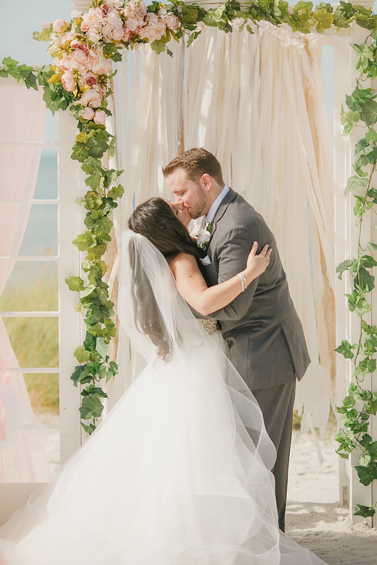 Bride Groom Kiss Whimsical Pastel Key West Beach Wedding http://kristenbooth.net/
