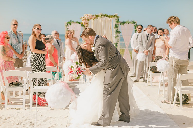 Bride Groom Kiss Whimsical Pastel Key West Beach Wedding http://kristenbooth.net/