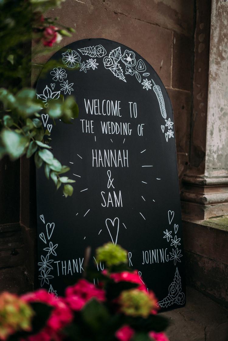 Chalk Black Board Welcome Sign Enchanting Cornflower Blue Marquee Wedding https://burfly.co.uk/