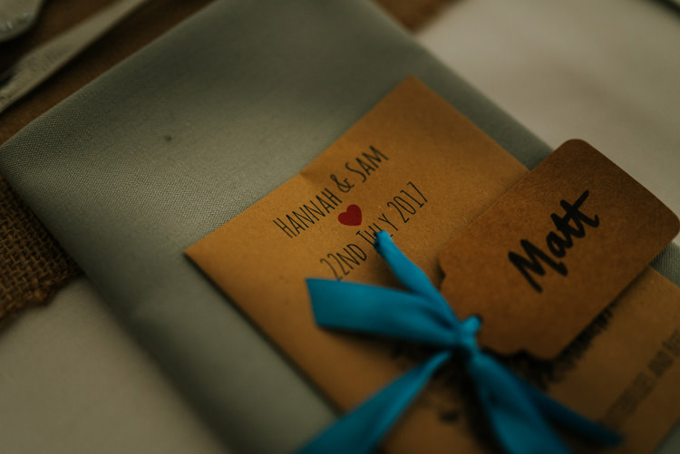 Kraft Stationery Place Setting Card Enchanting Cornflower Blue Marquee Wedding https://burfly.co.uk/